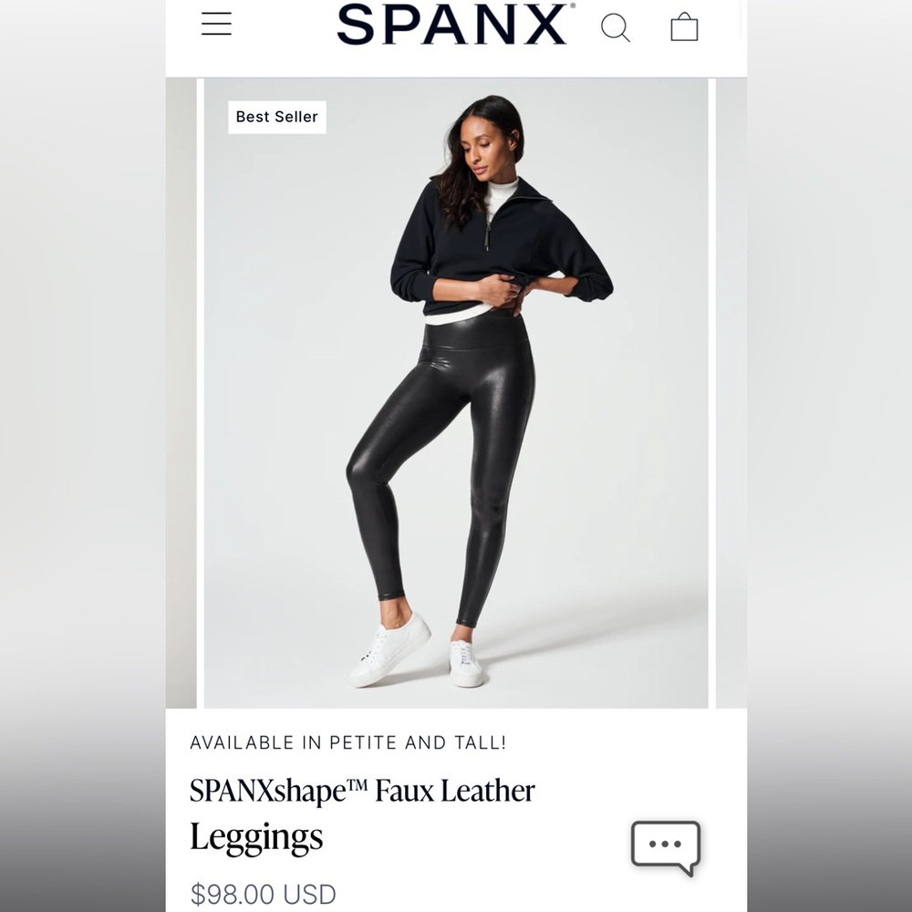 SPANX Faux Leather Leggings Size M, Petite